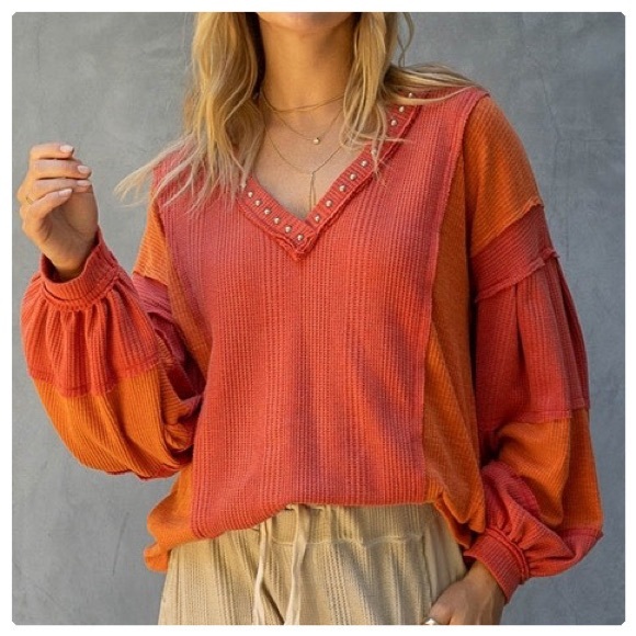 POL Raw Edge Color Block Top - Picture 11 of 13